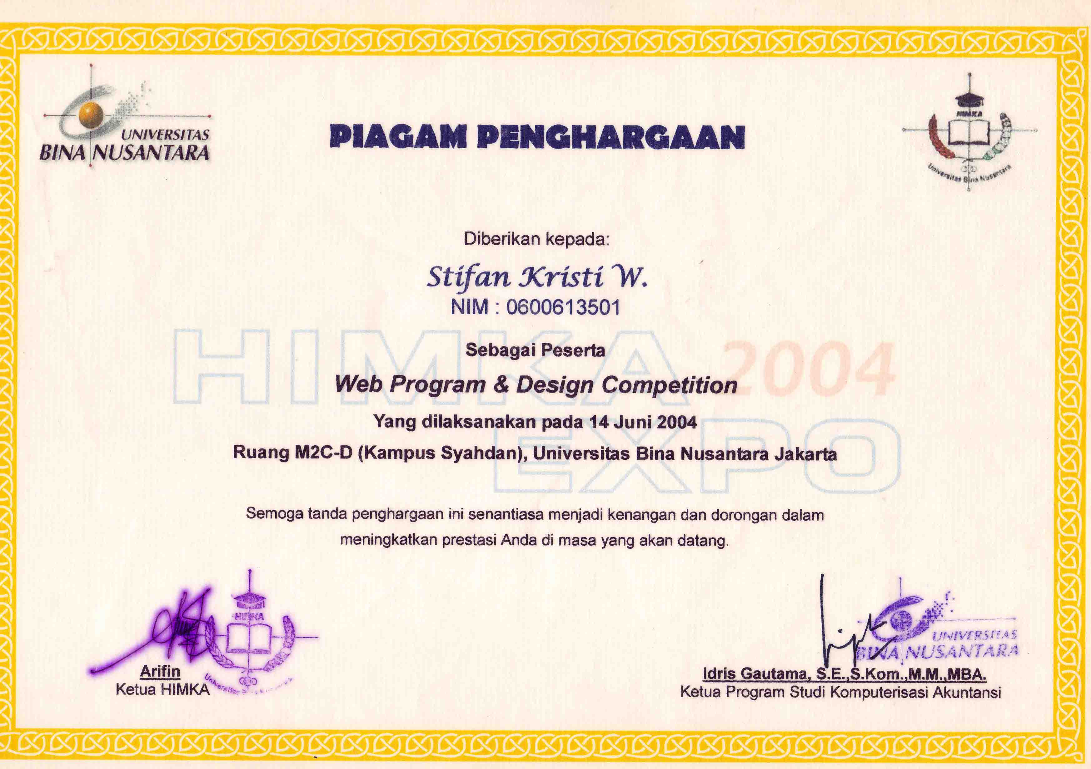 Bina Nusantara - Web Program Design Competition