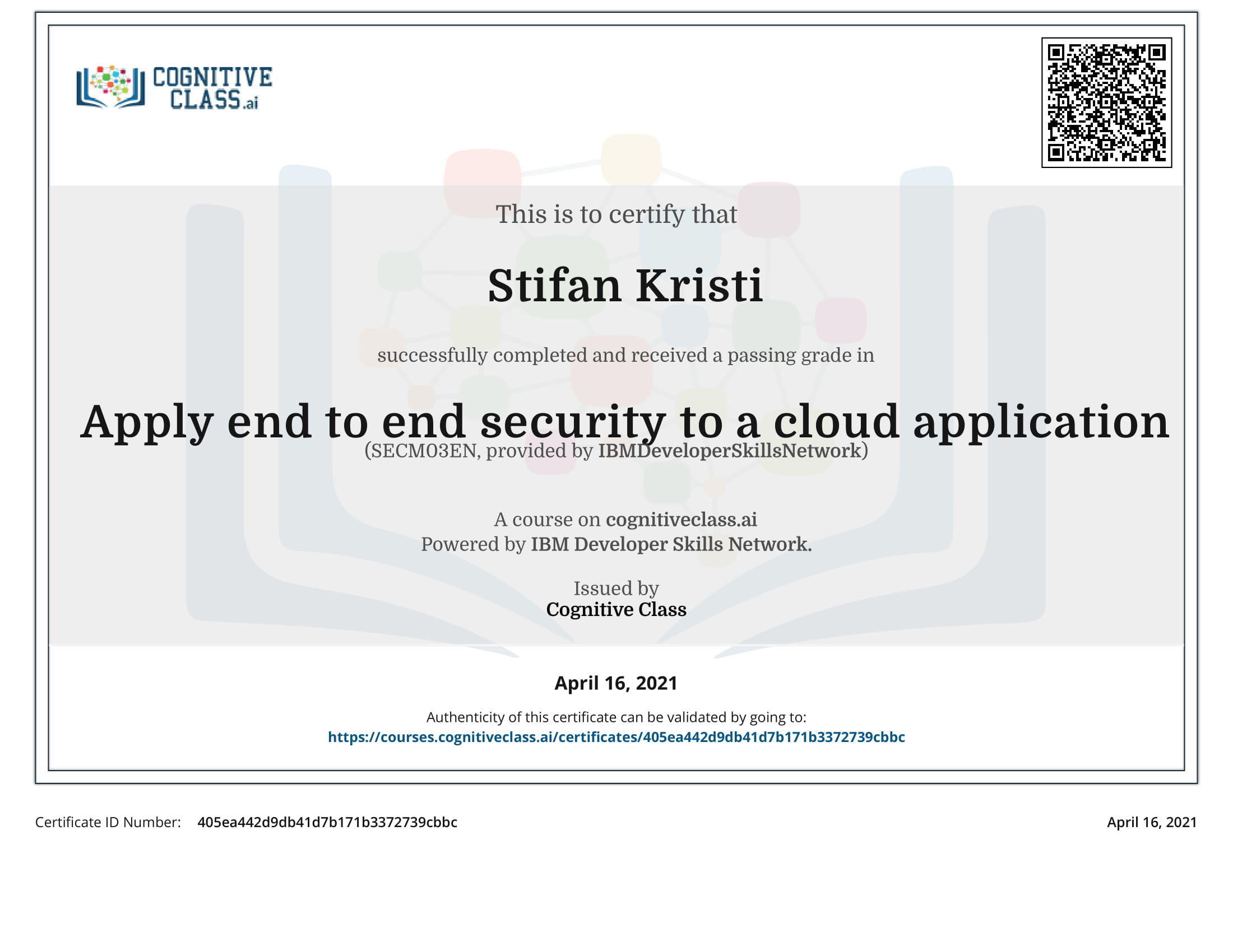 CognitiveClass - Apply end to end security to a cloud application