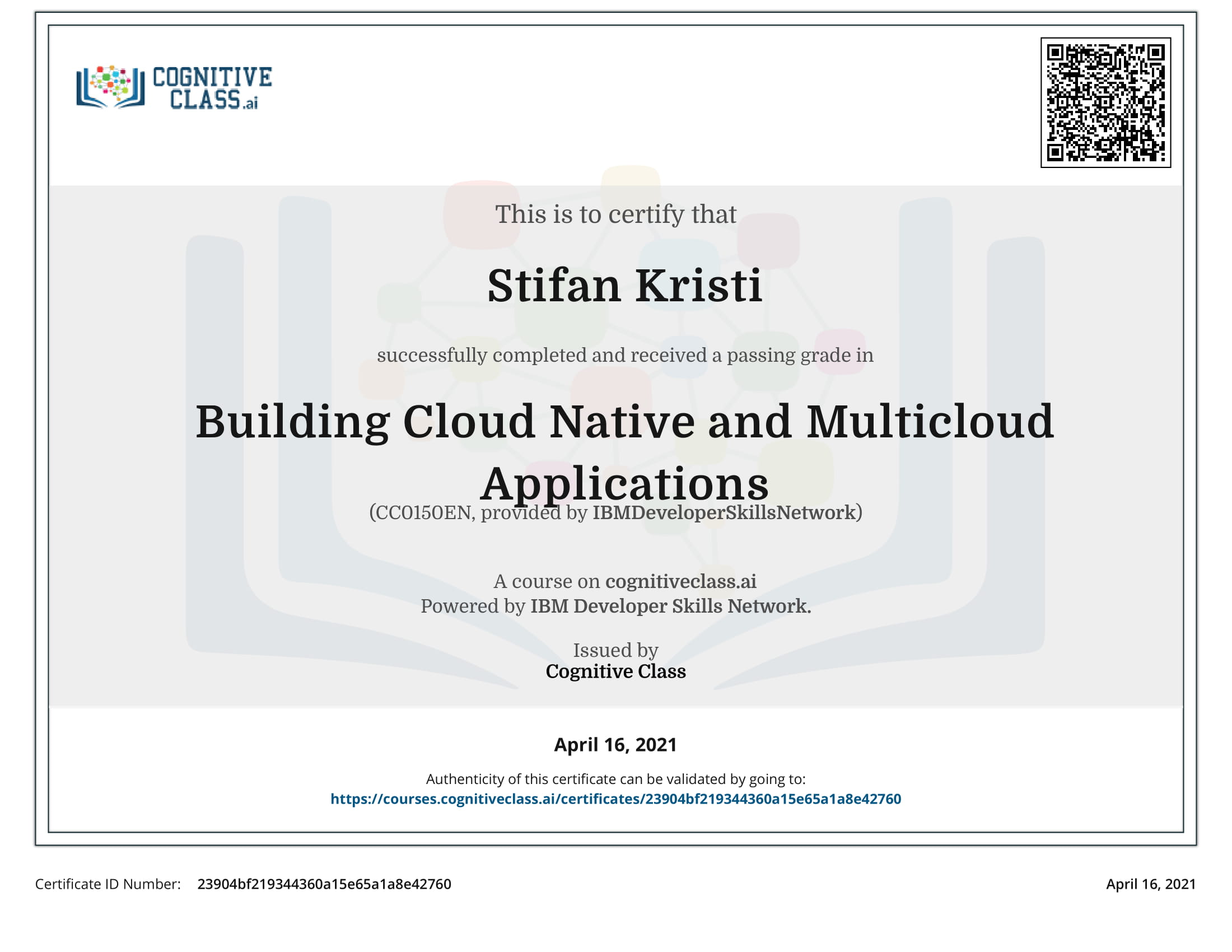 CognitiveClass - Building Cloud Native and Multicloud Applications