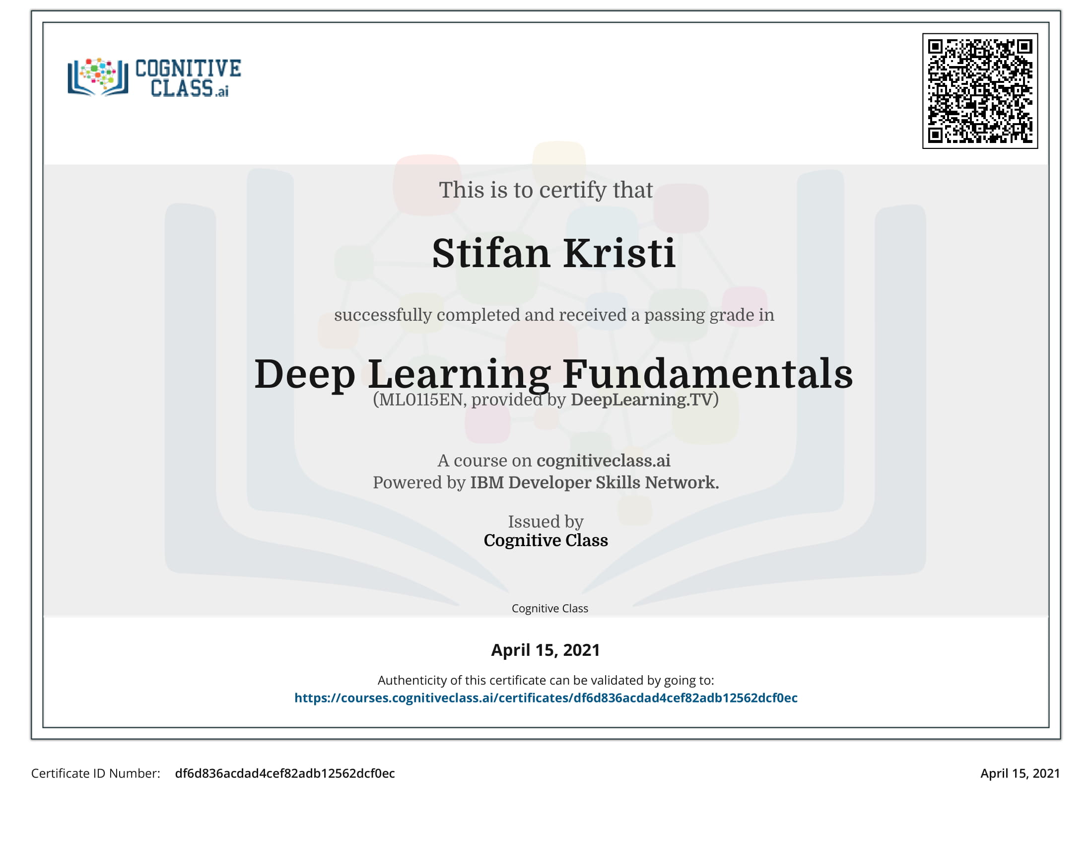 CognitiveClass - Deep Learning Fundamentals