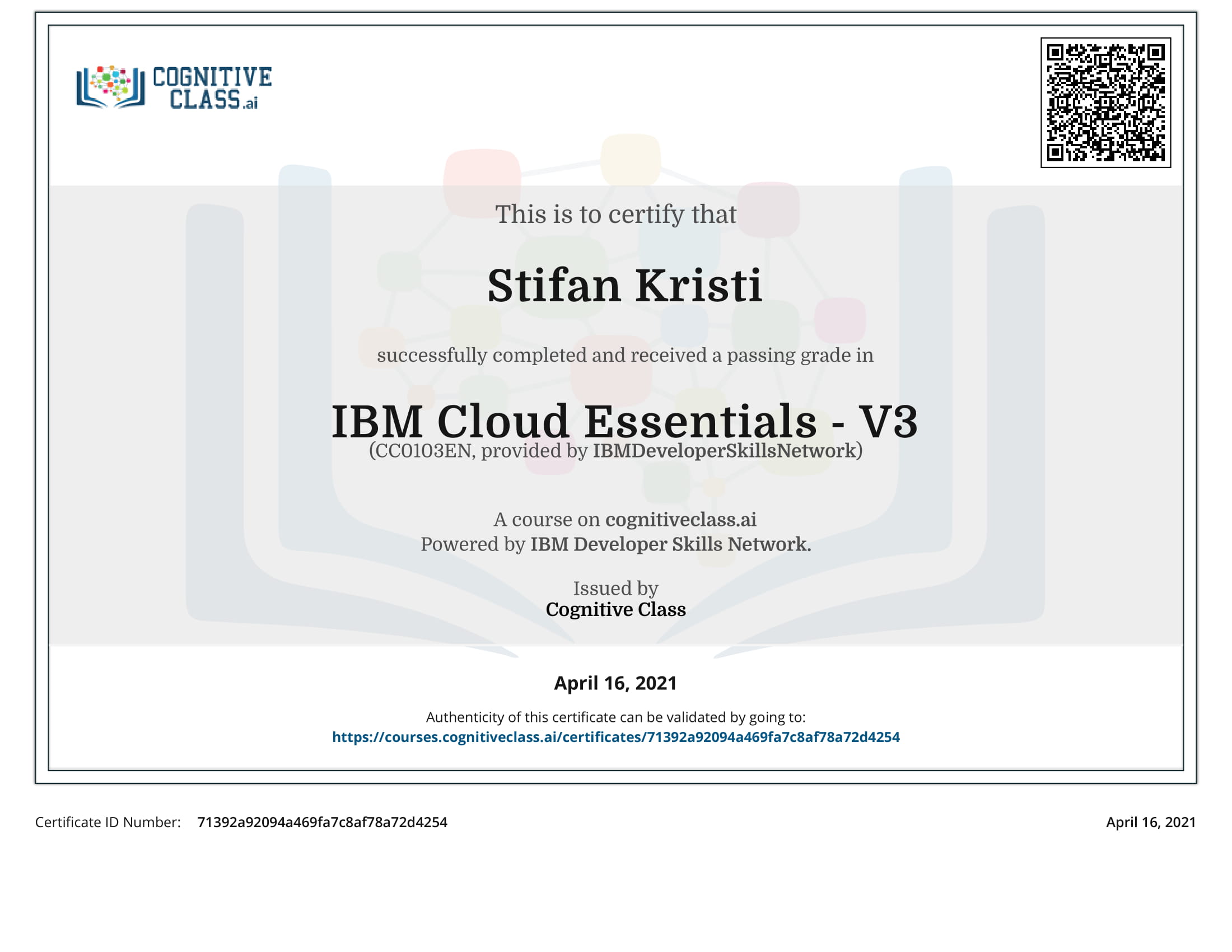 CognitiveClass - IBM Cloud Essentials - V3