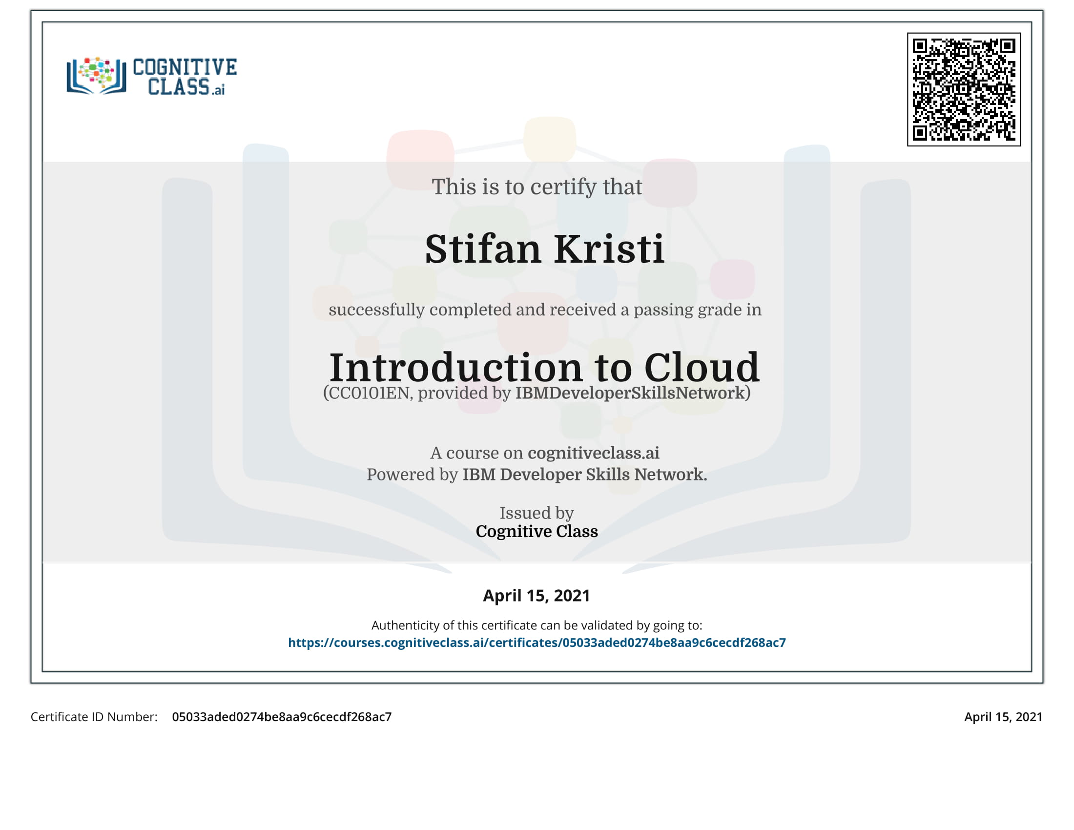 CognitiveClass - Introduction to Cloud