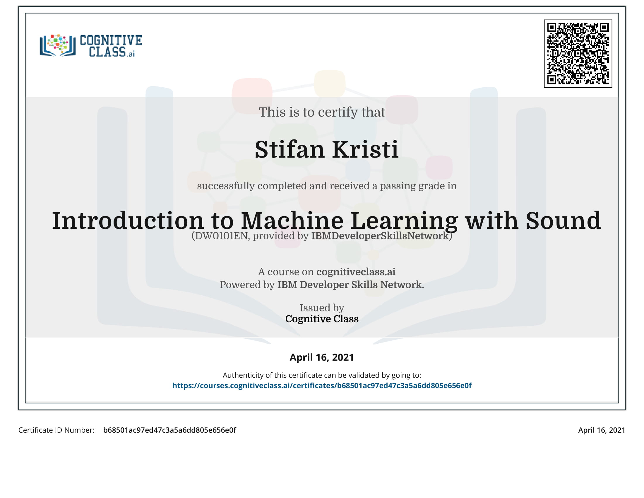 CognitiveClass - Introduction to Machine Learning with Sound