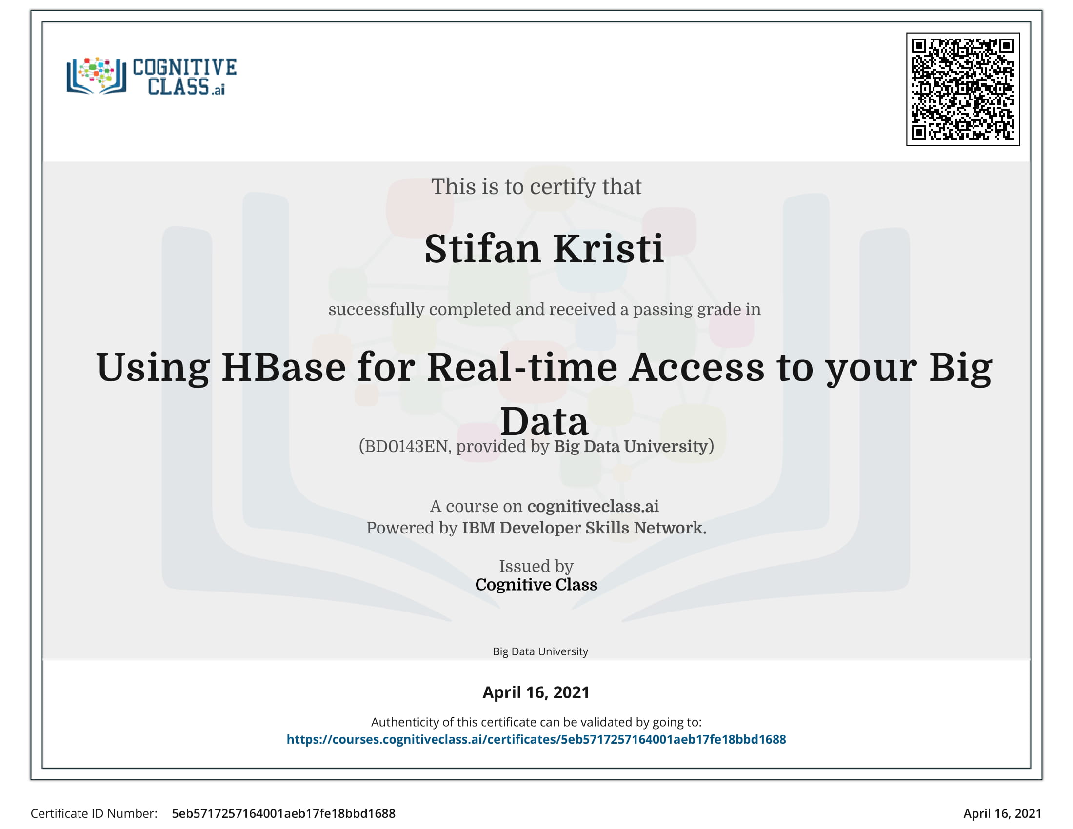 CognitiveClass - Using HBase for Real-time Access to your Big Data