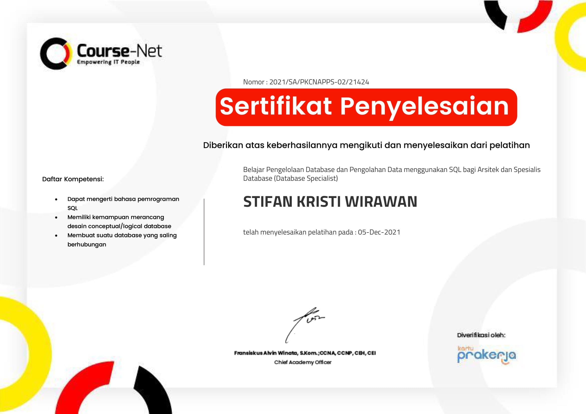 Course_Net - Belajar Pengelolaan Database dan Pengolahan Data menggunakan SQL bagi Arsitek dan Spesialis Database (Database Specialist)