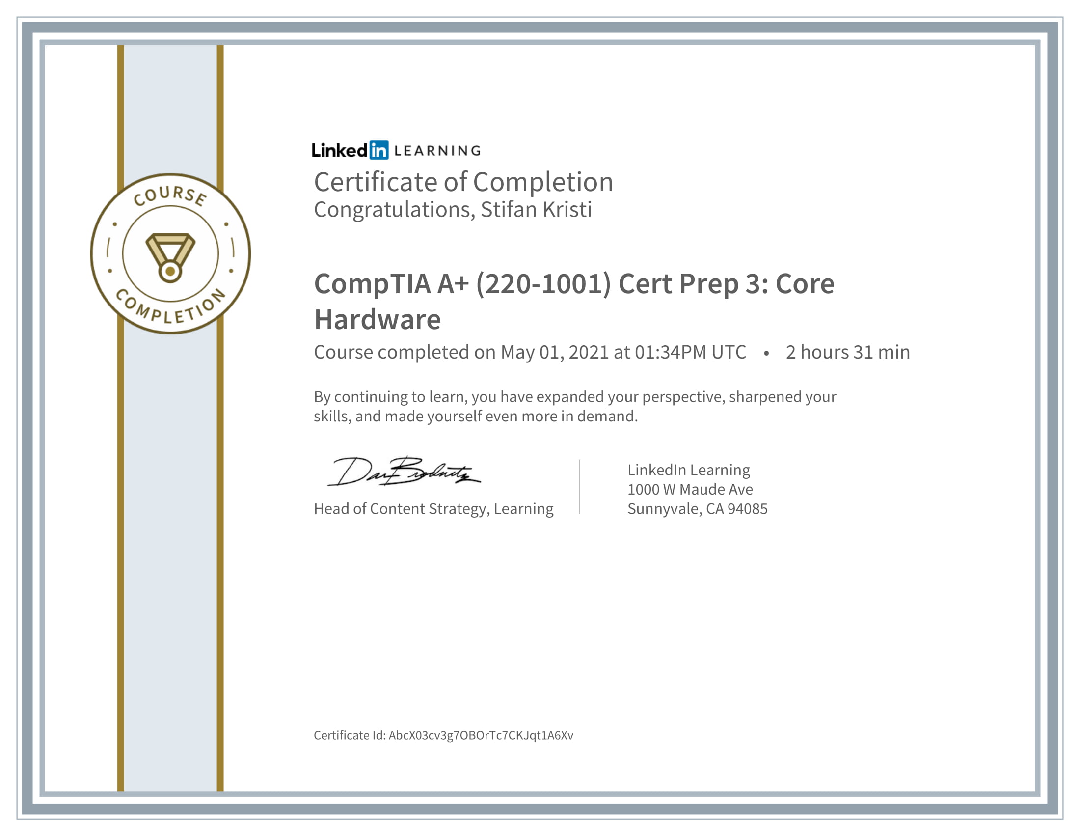 LinkedIn - CompTIA A 2201001 Cert Prep 3 Core Hardware