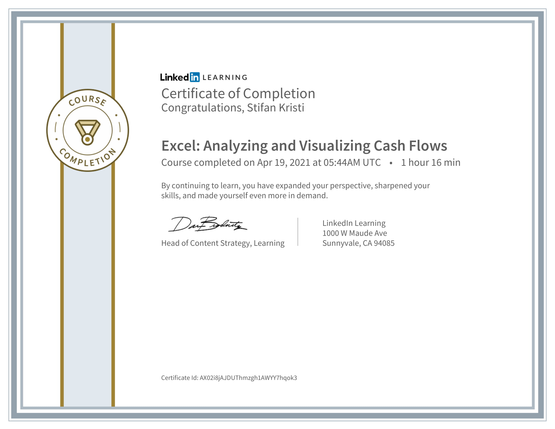 LinkedIn - Excel Analyzing and Visualizing Cash Flows