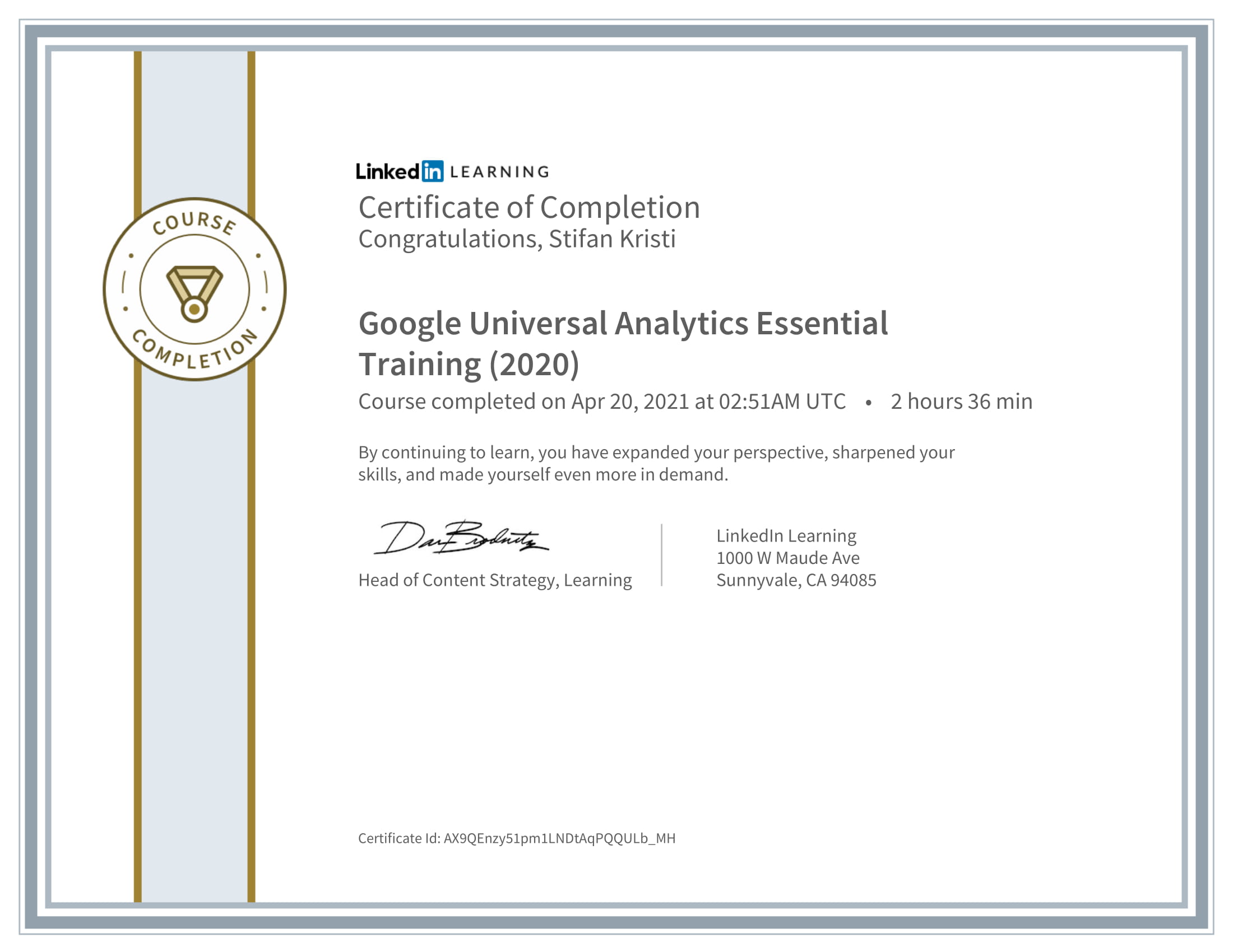 LinkedIn - Google Universal Analytics Essential Training 2020