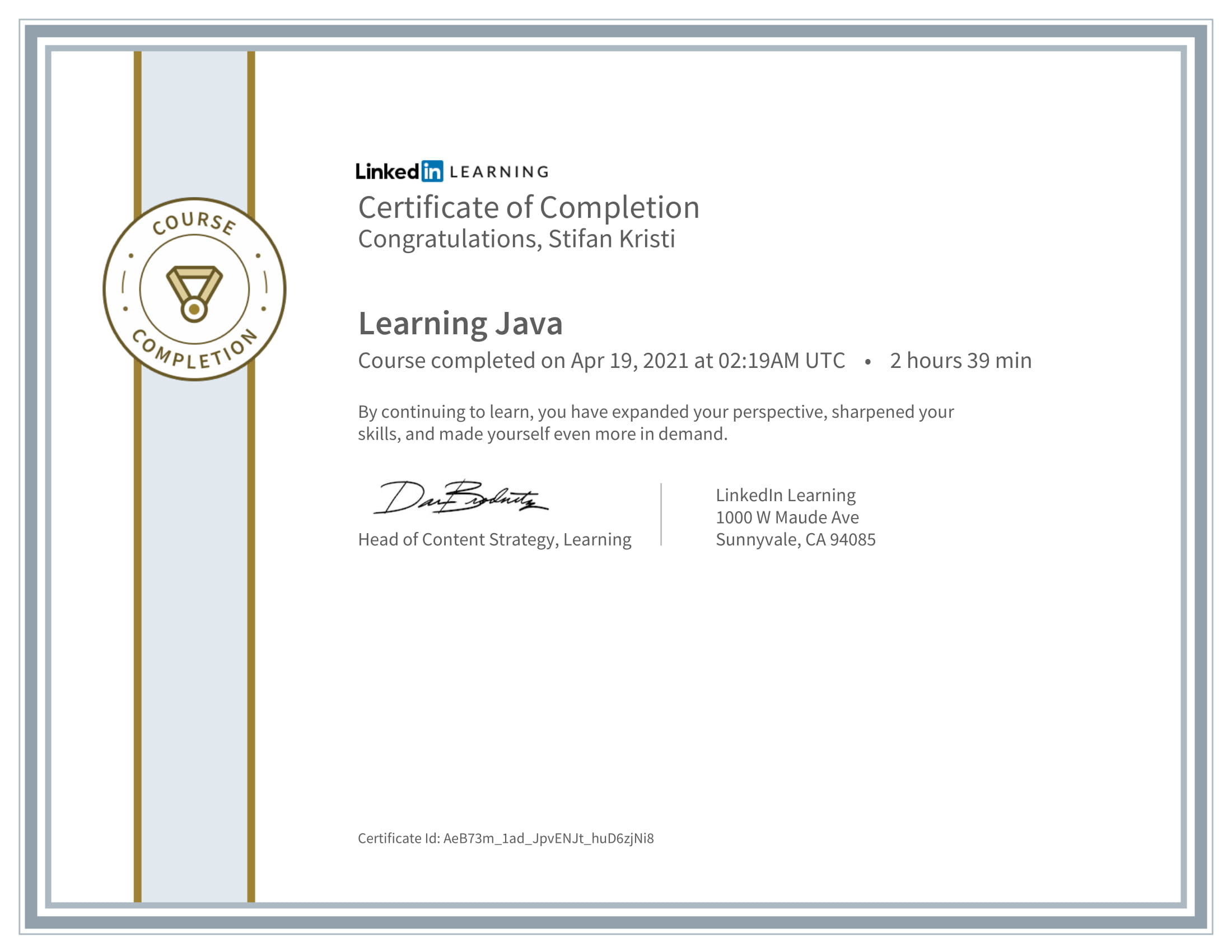 LinkedIn - Learning Java