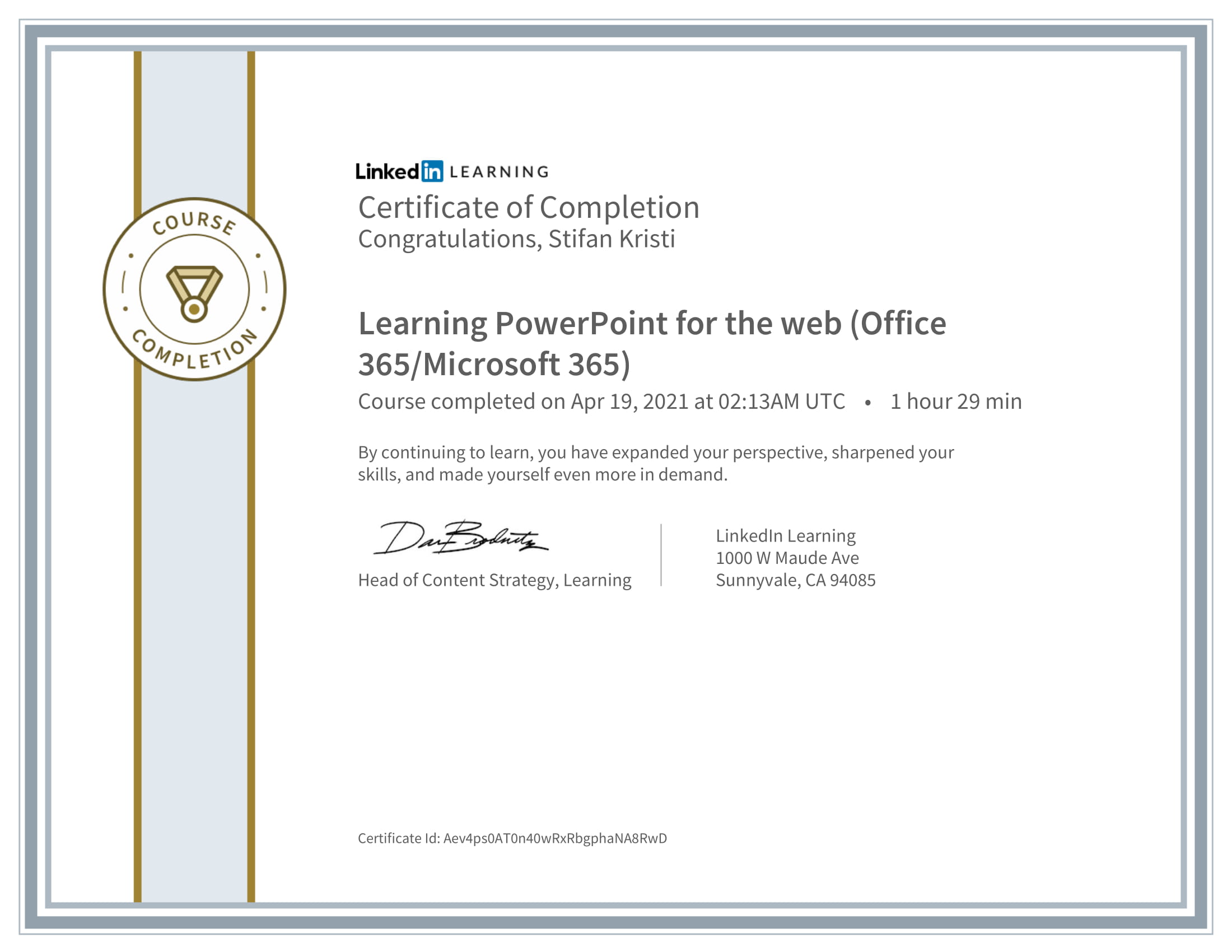 LinkedIn - Learning PowerPoint for the web Office 365 Microsoft 365