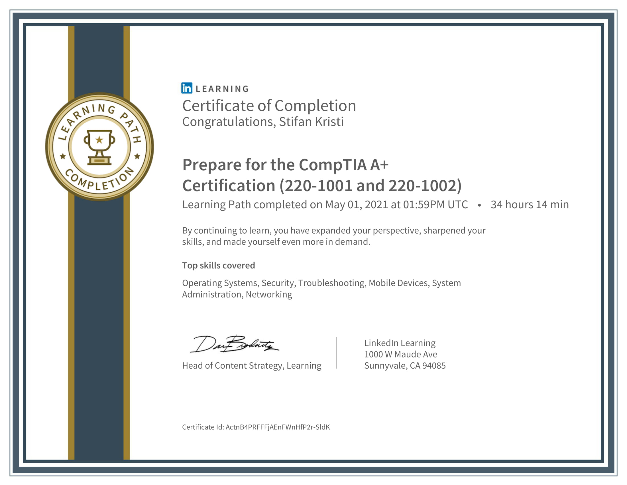LinkedIn - Prepare for the CompTIA A Certification 2201001 and 2201002