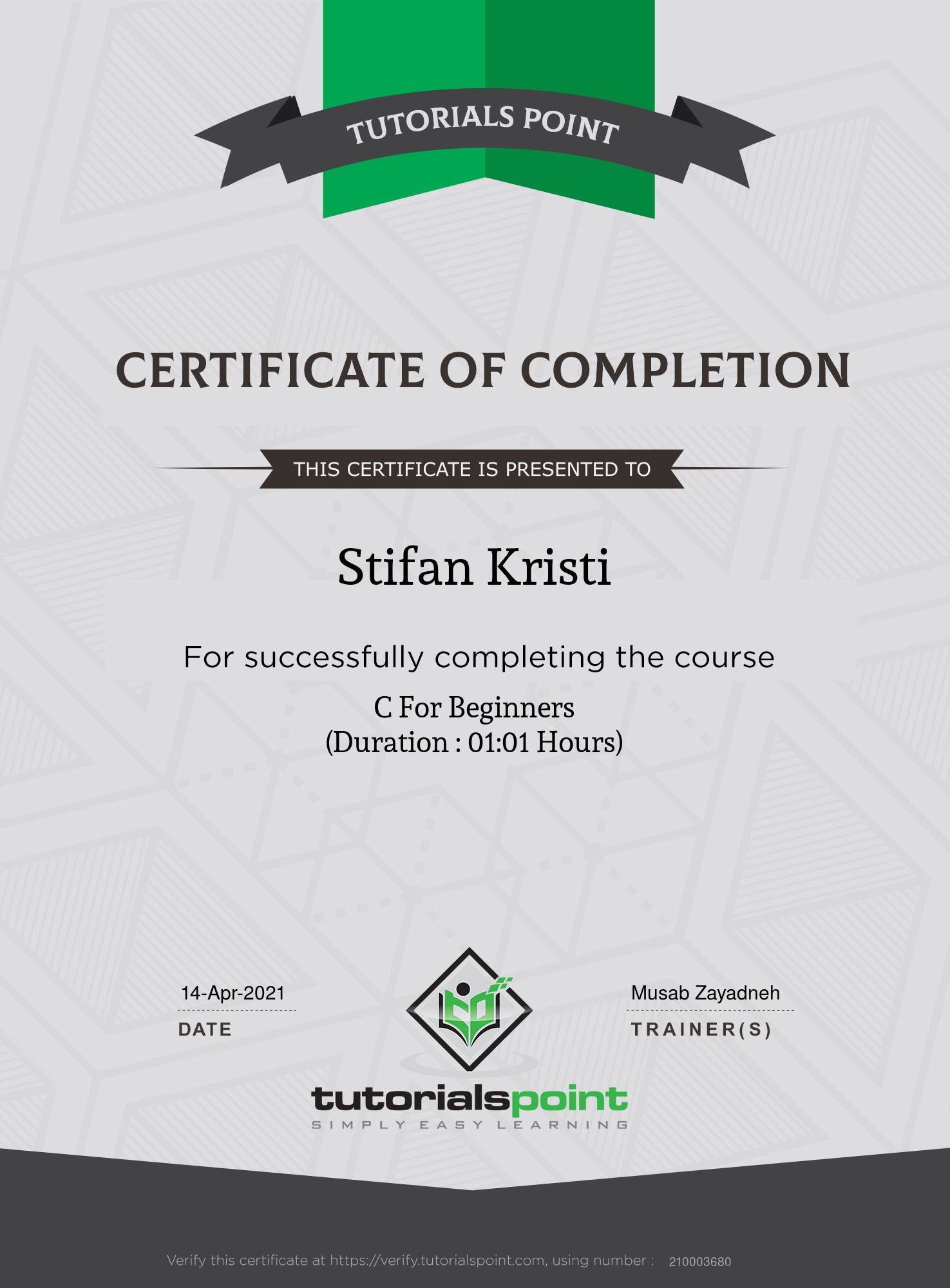 TutorialsPoint - C for Beginners The Fastest and Simple Way Now