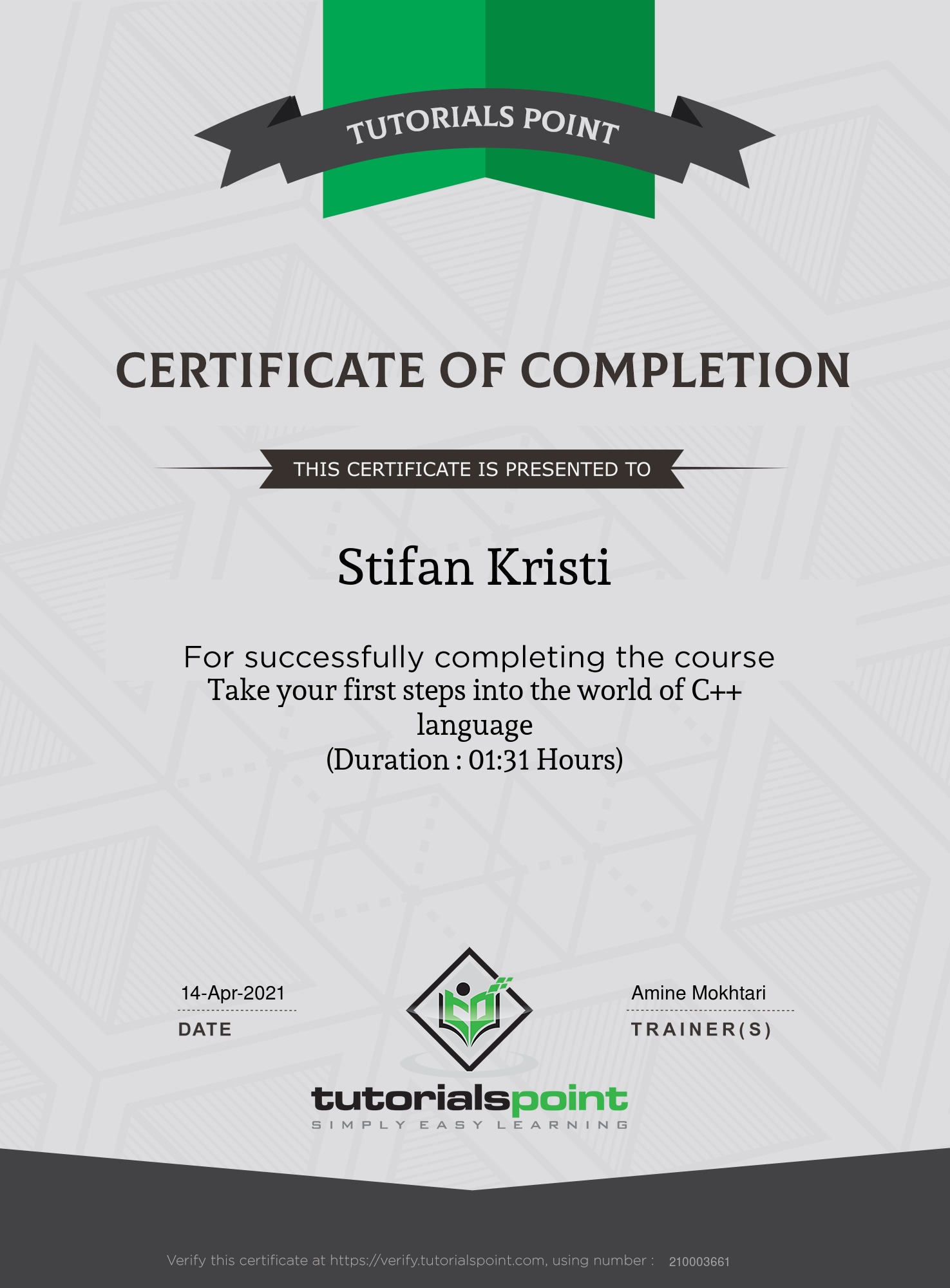 TutorialsPoint - Take Your First Steps into The World of C++ Language